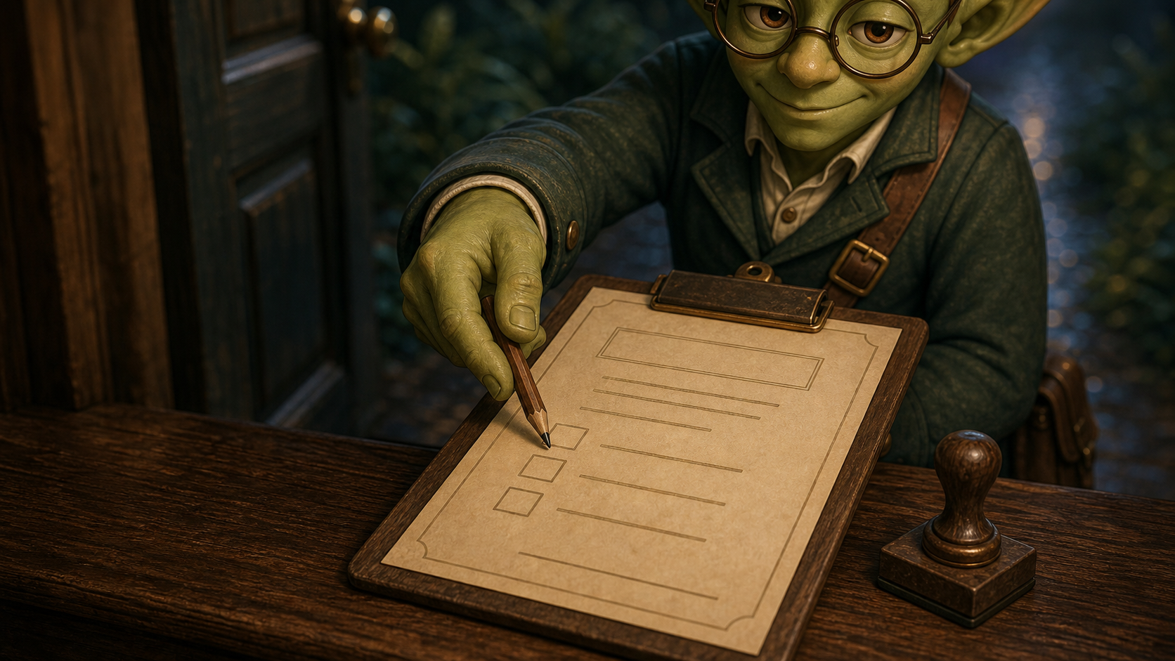 A close-up of a magical Pay the Goblin contract.